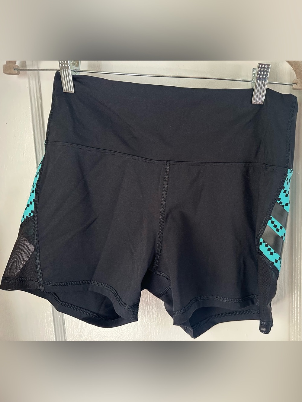 Virus- Women's Black Active Shorts with Teal Accent